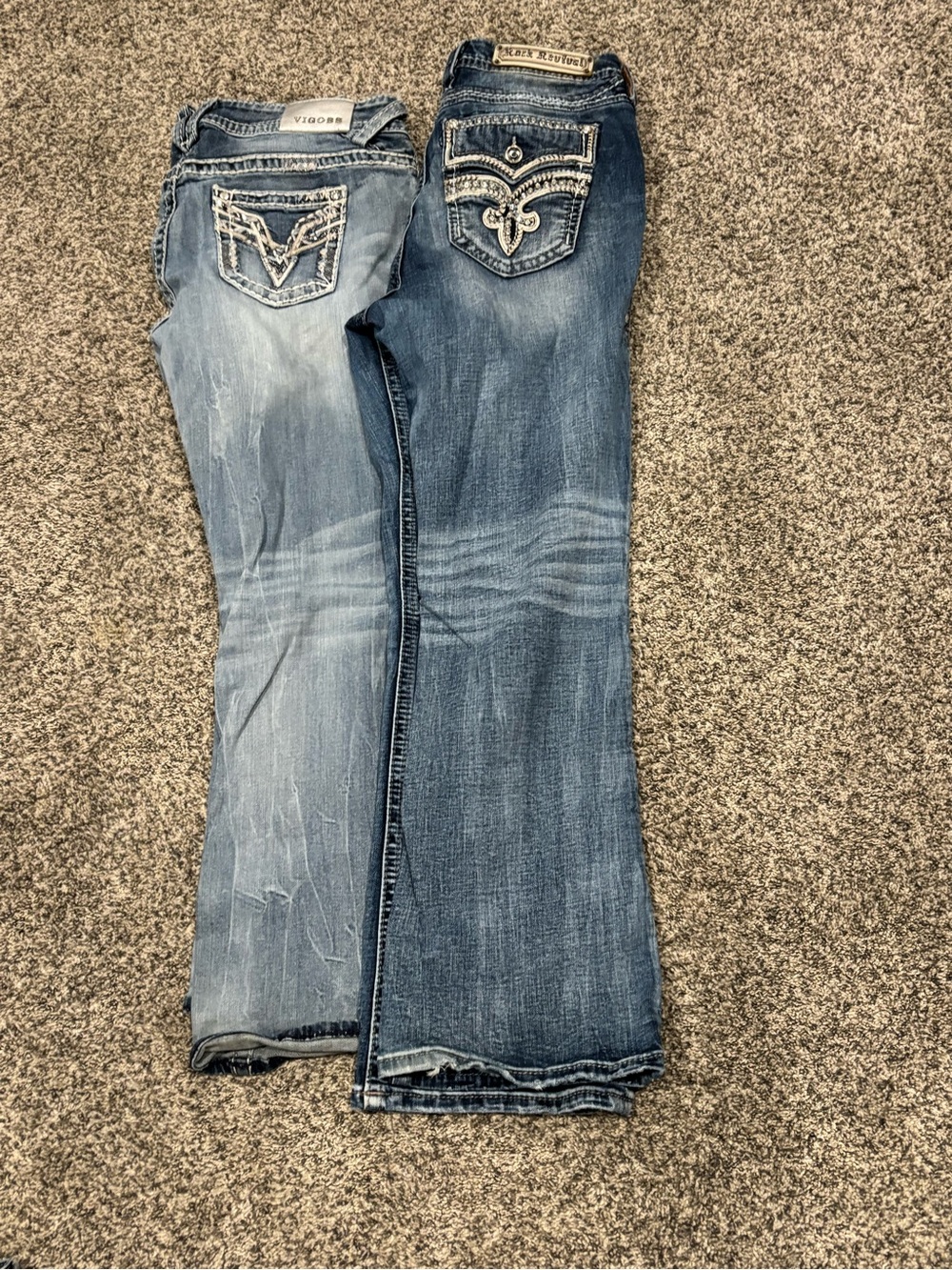 Rock Revival Women's Blue Bootcut Jeans with Embroidered Pockets